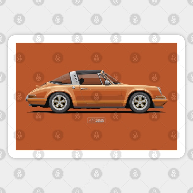 Singer 911 Targa Orange Magnet by ARVwerks